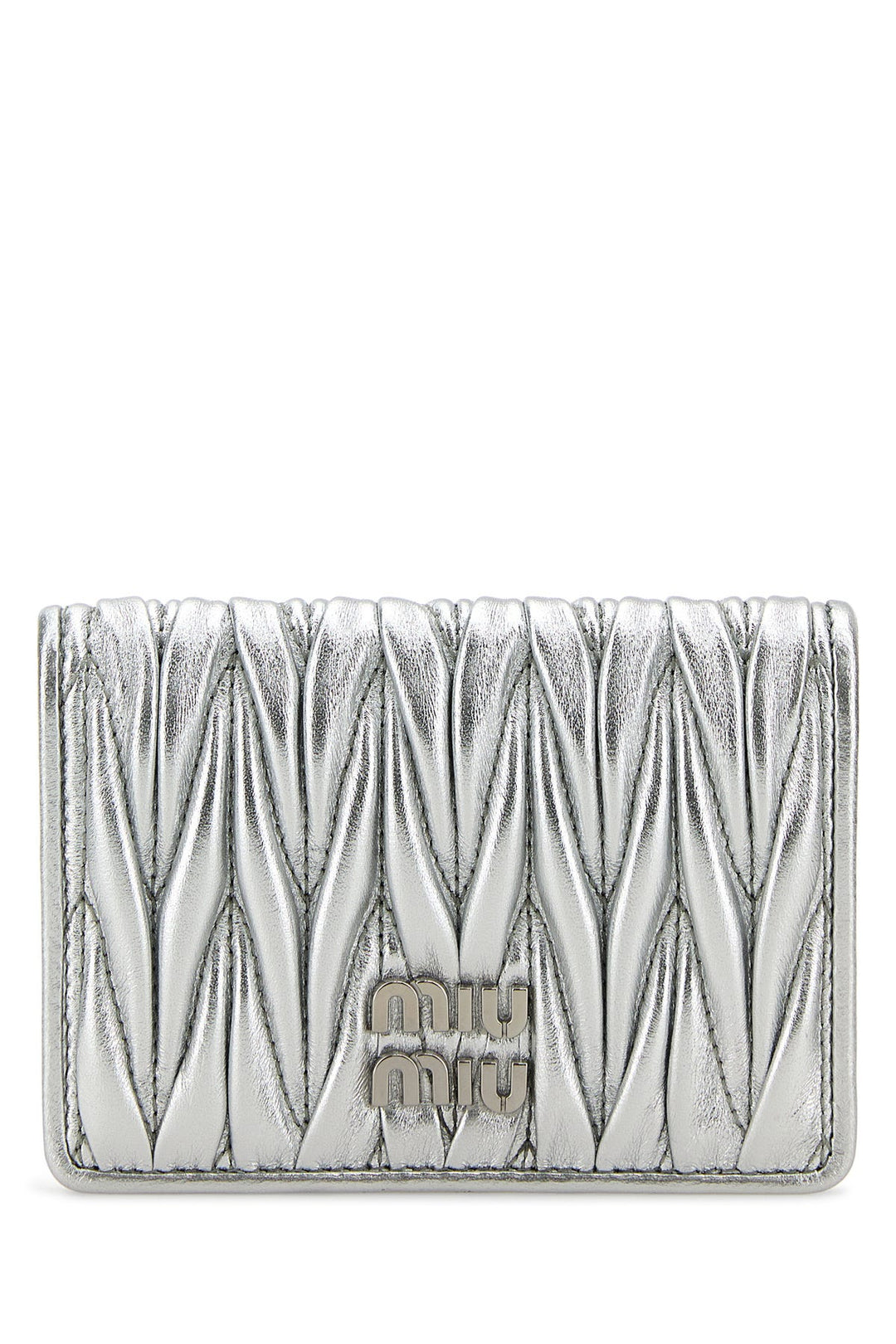 Silver nappa leather card holder