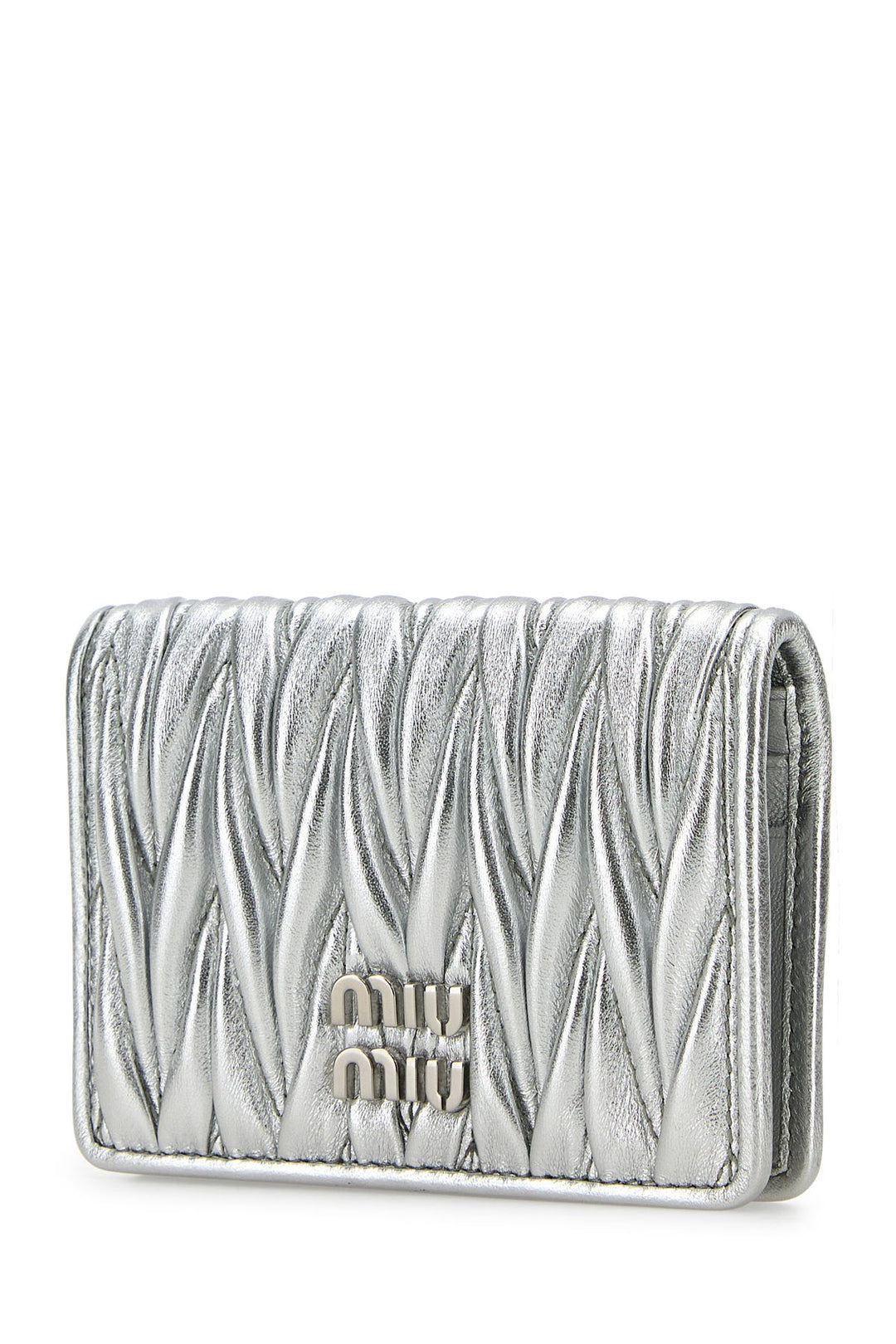 Silver nappa leather card holder