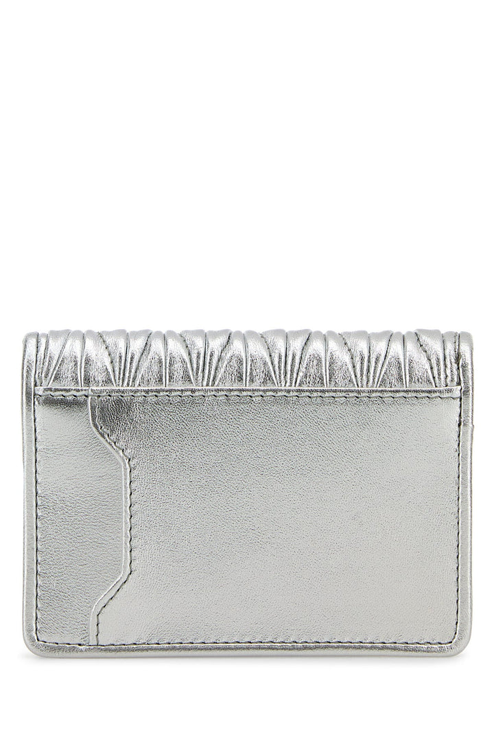 Silver nappa leather card holder