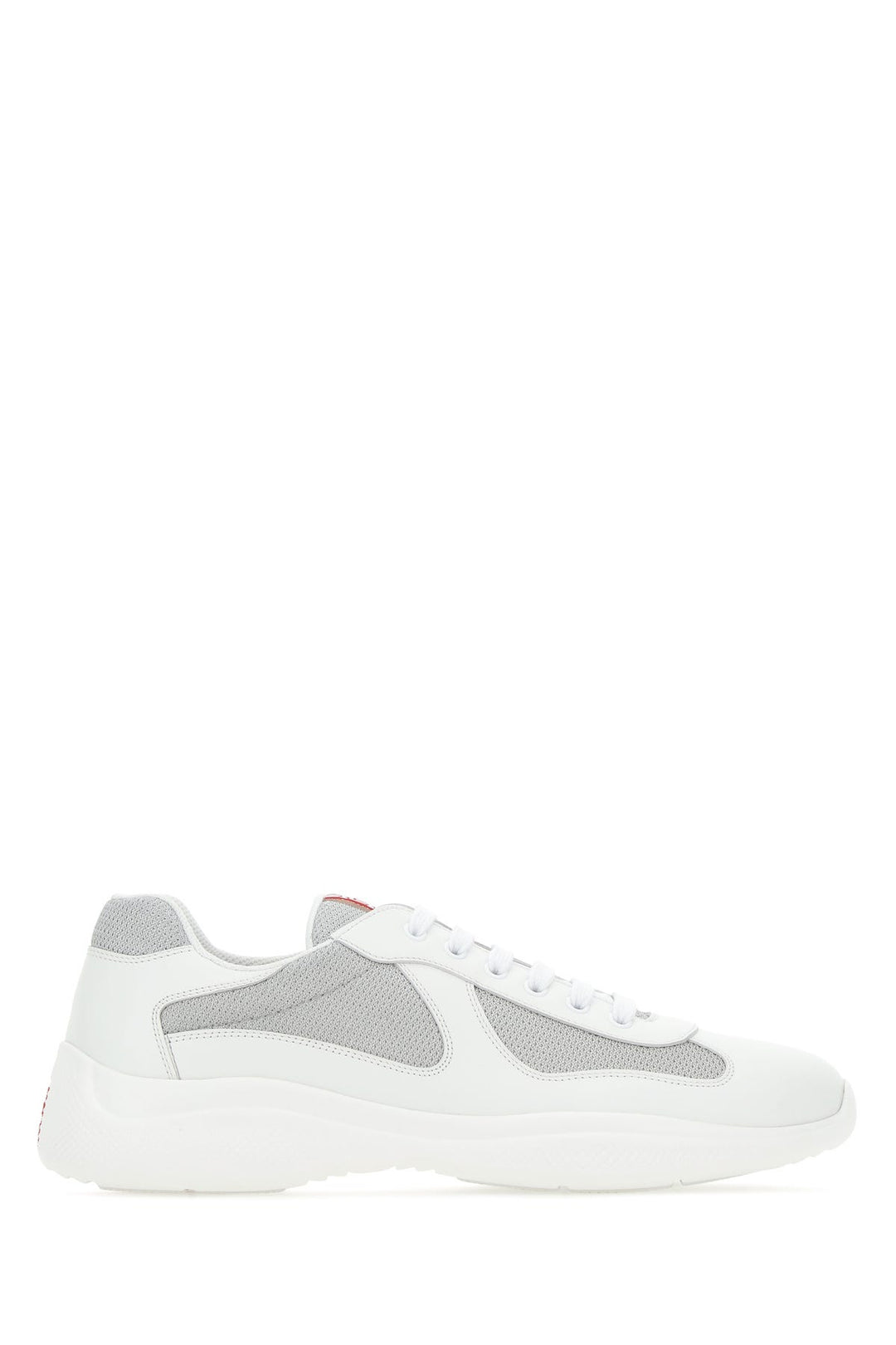 Two-tone leather and tech fabric sneakers