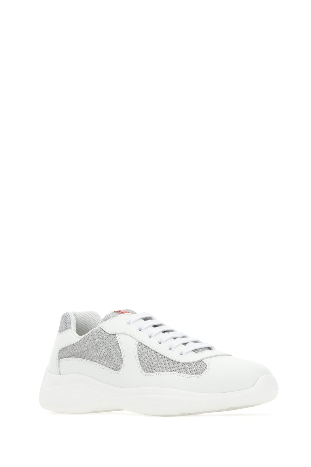 Two-tone leather and tech fabric sneakers