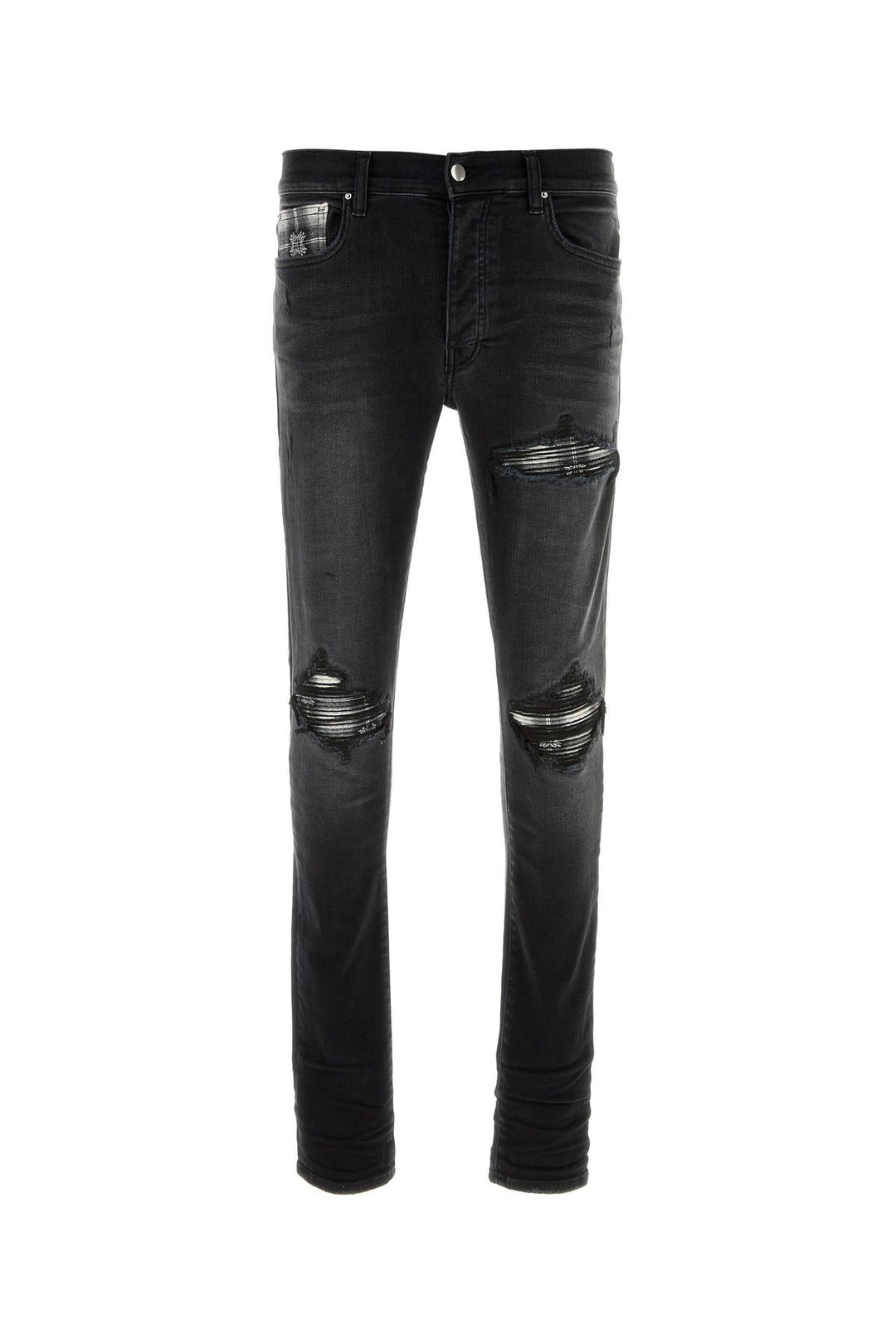 Black stretch denim Ma Quad Plaid jeans