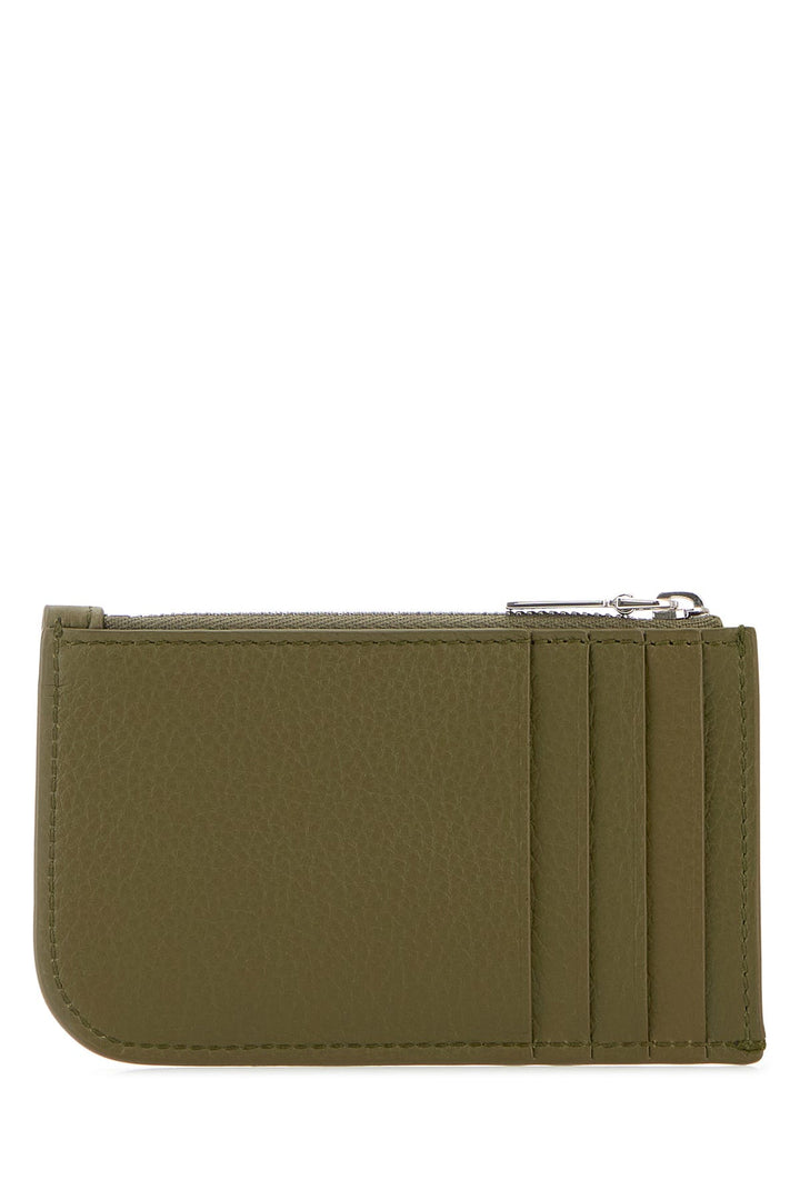 Army green leather card holder