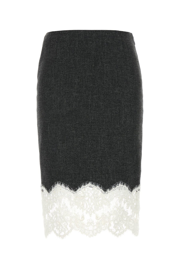 Charcoal stretch viscose blend skirt