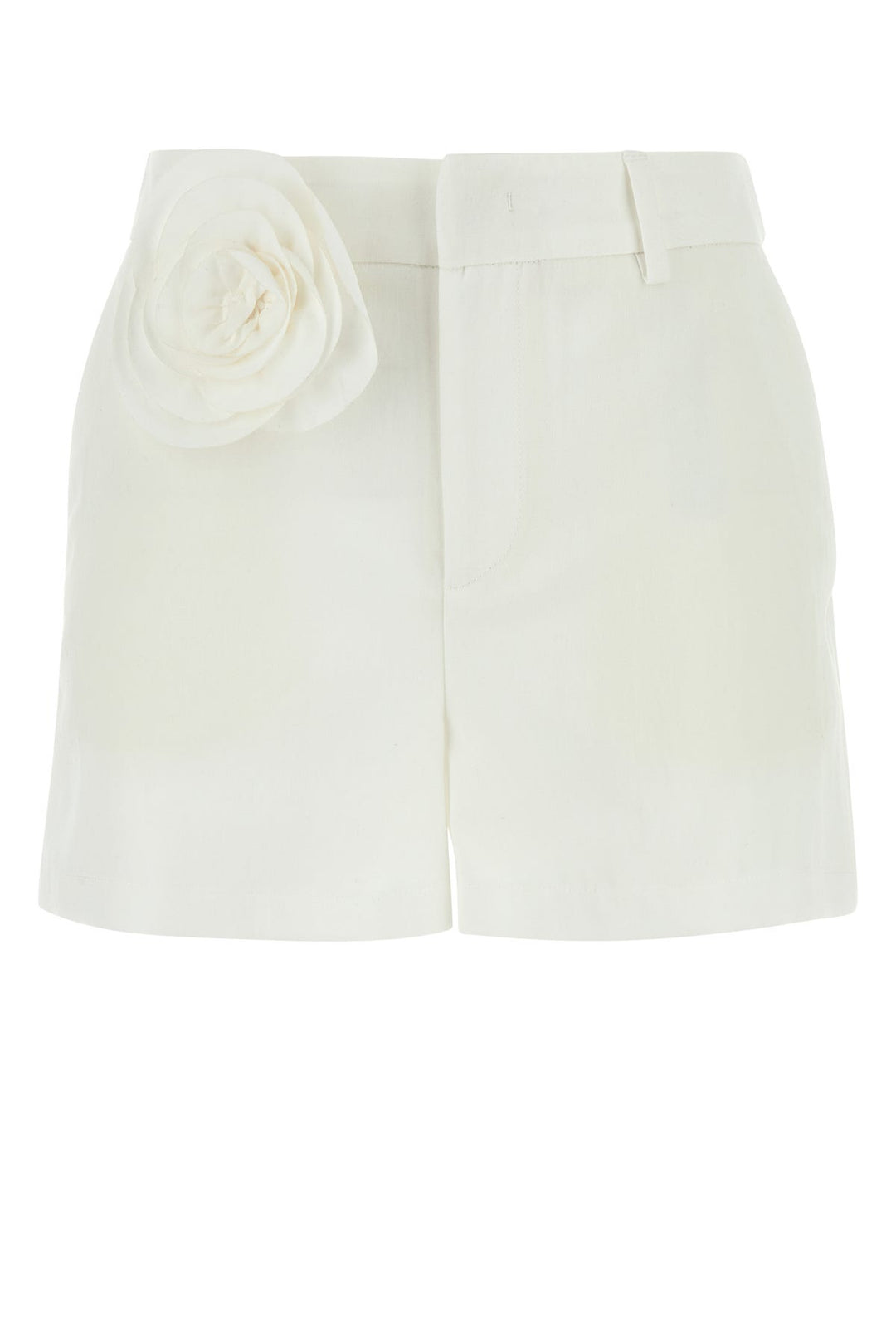 White viscose blend shorts
