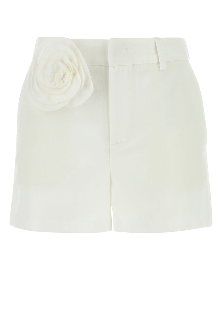 White viscose blend shorts