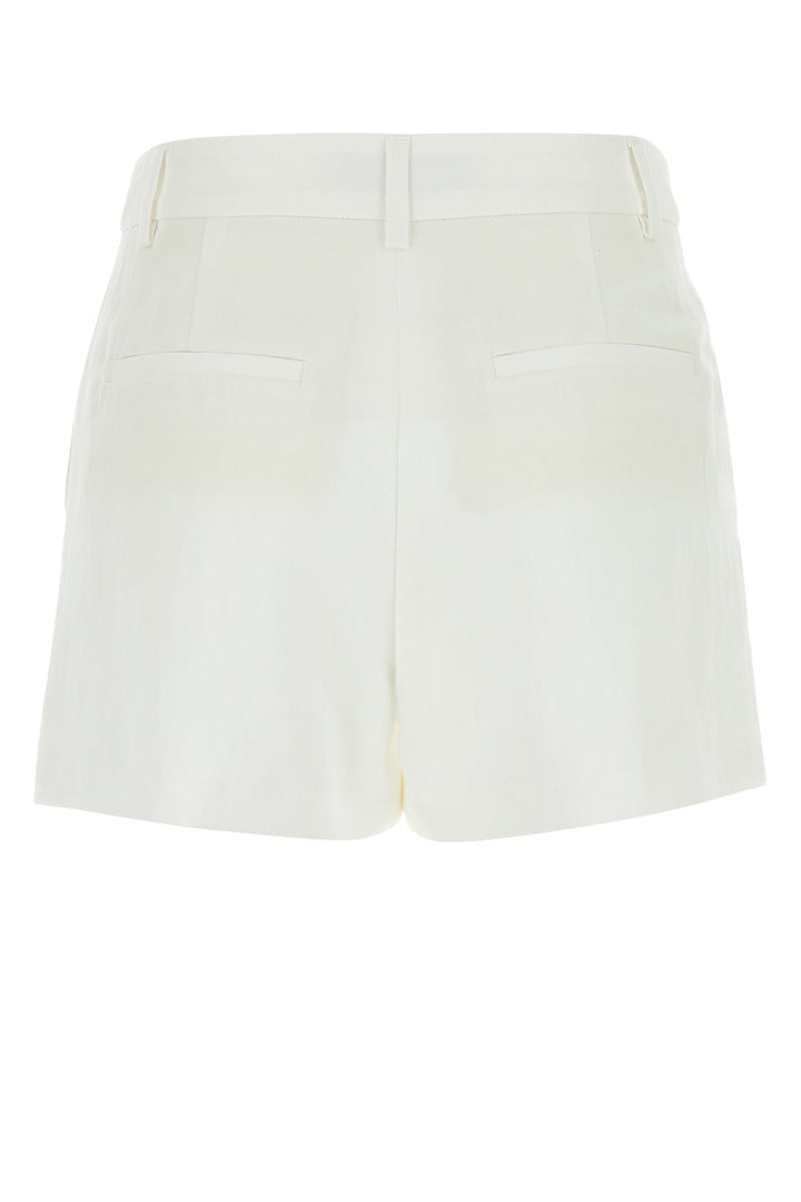 White viscose blend shorts