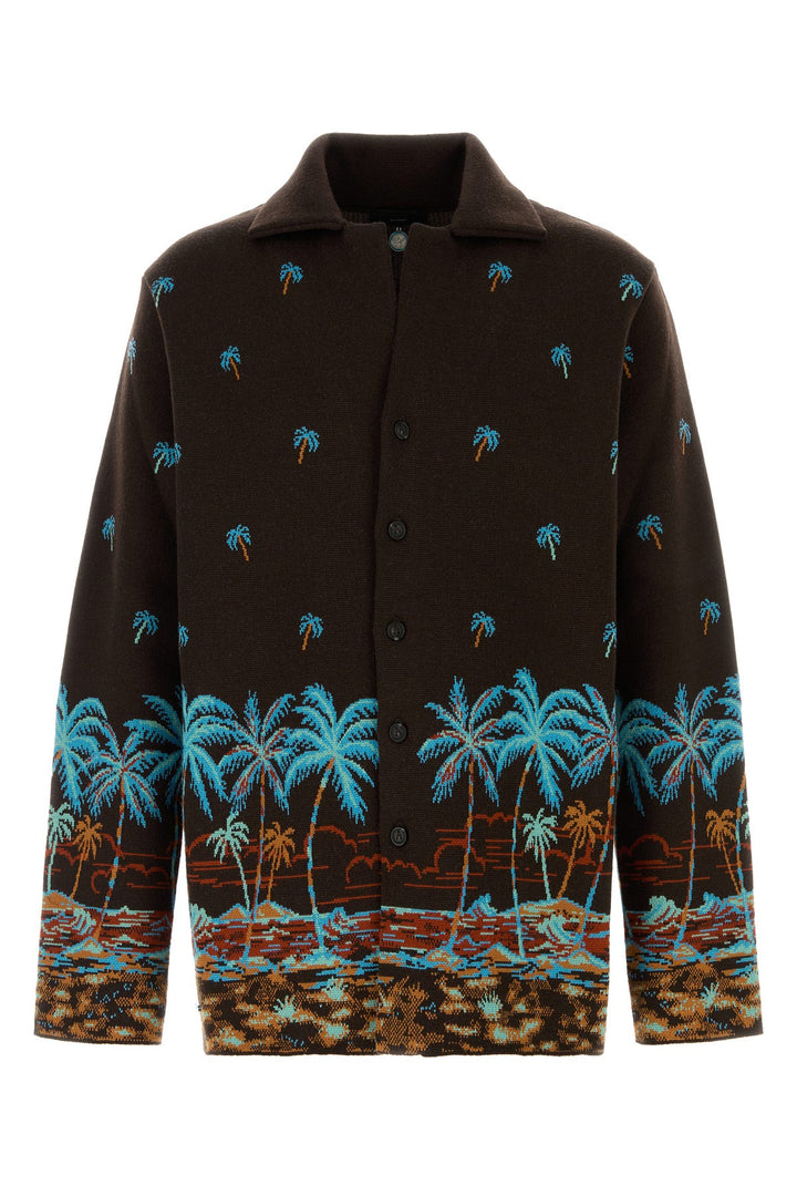 Embroidered wool cardigan