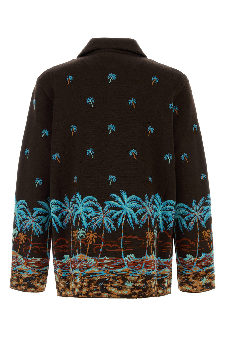 Embroidered wool cardigan