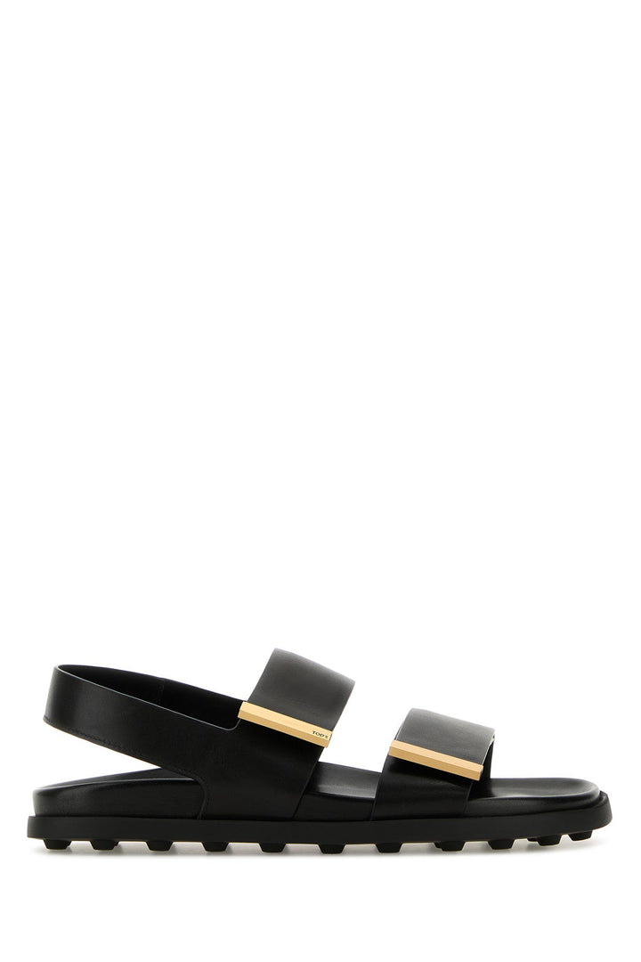 Black leather sandals