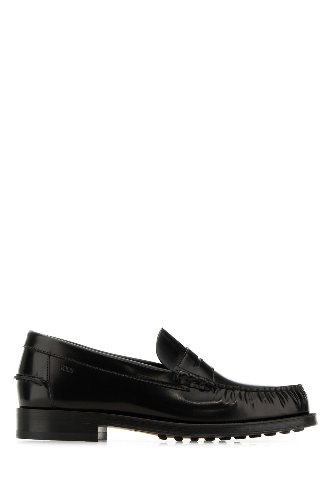 Black leather loafers