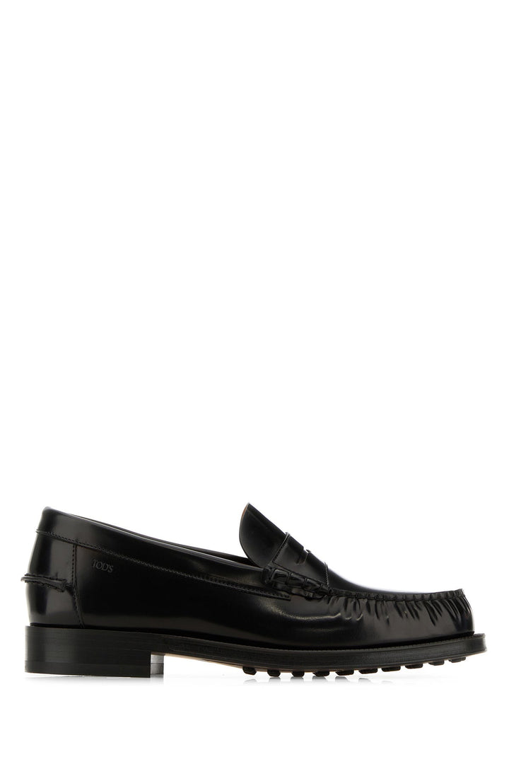 Black leather loafers
