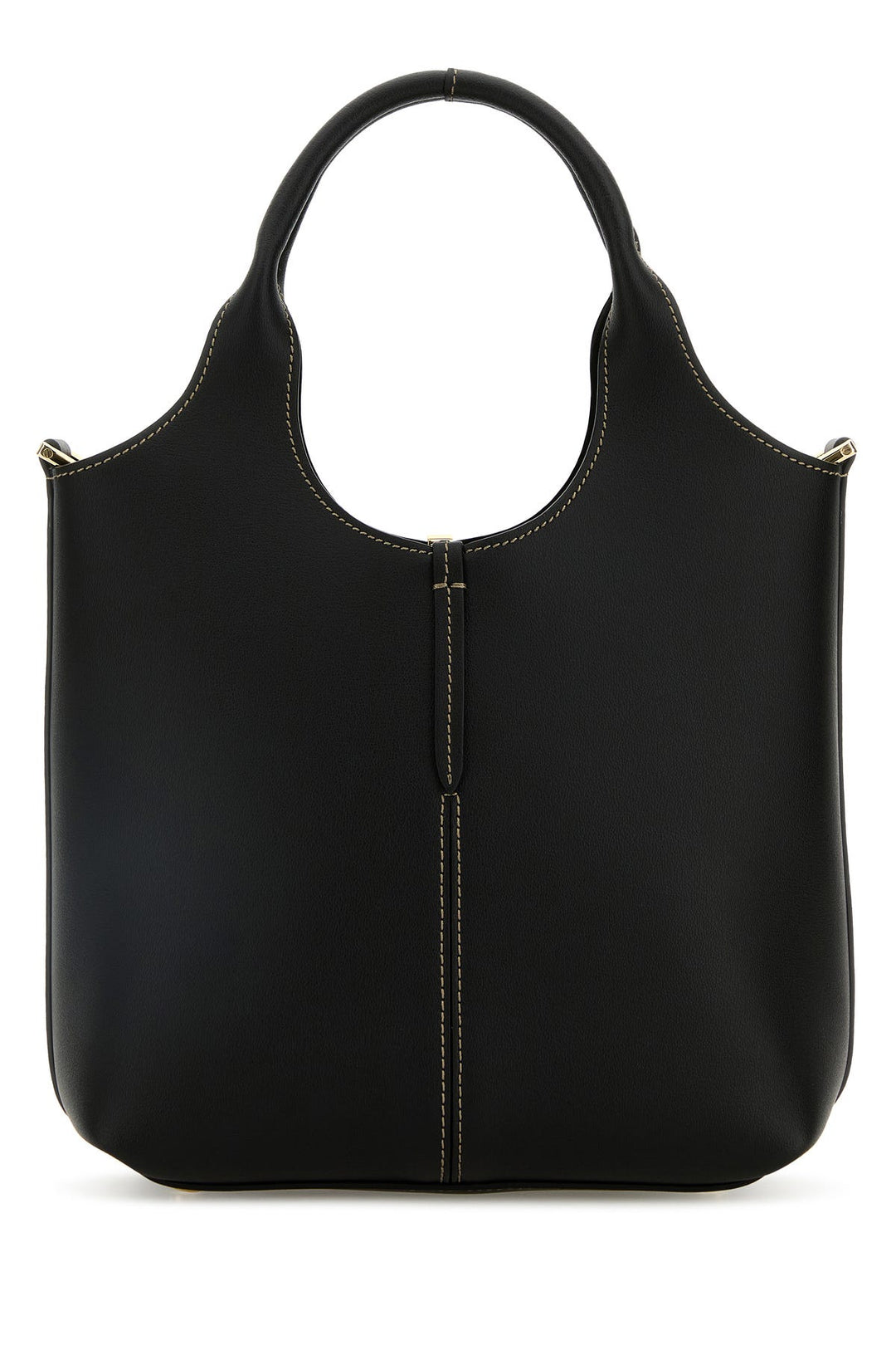 Black leather mini shopping bag