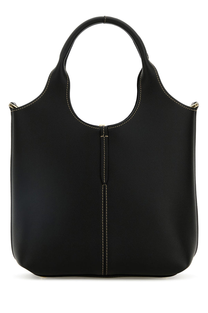 Black leather mini shopping bag