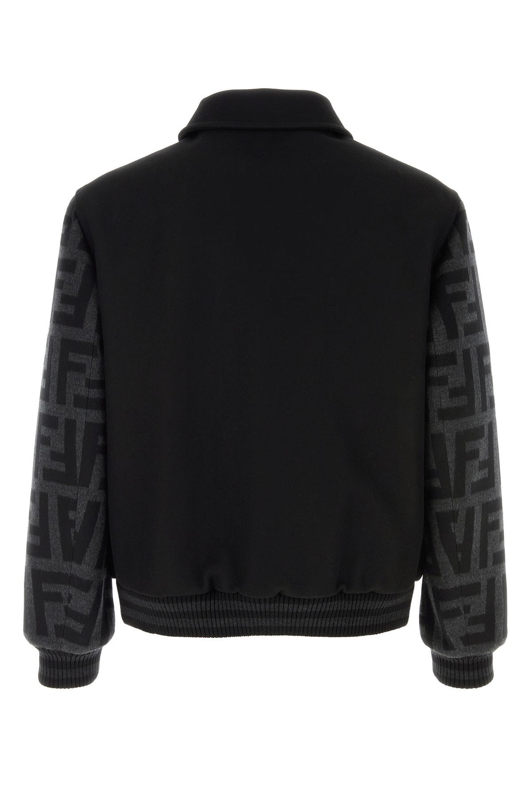 Black wool blend bomber jacket