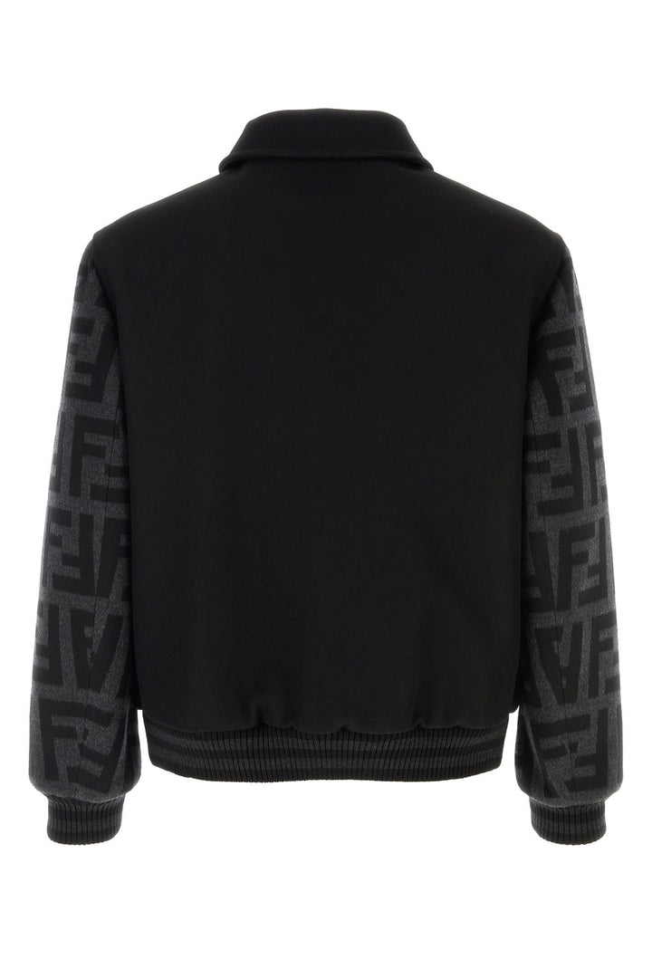 Black wool blend bomber jacket