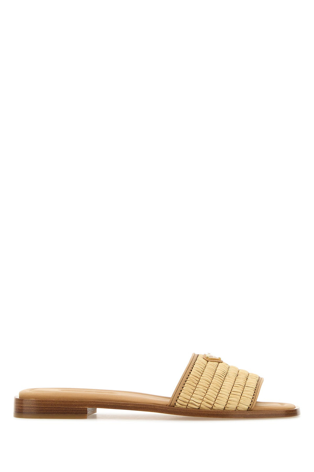 Beige raffia and leather slippers