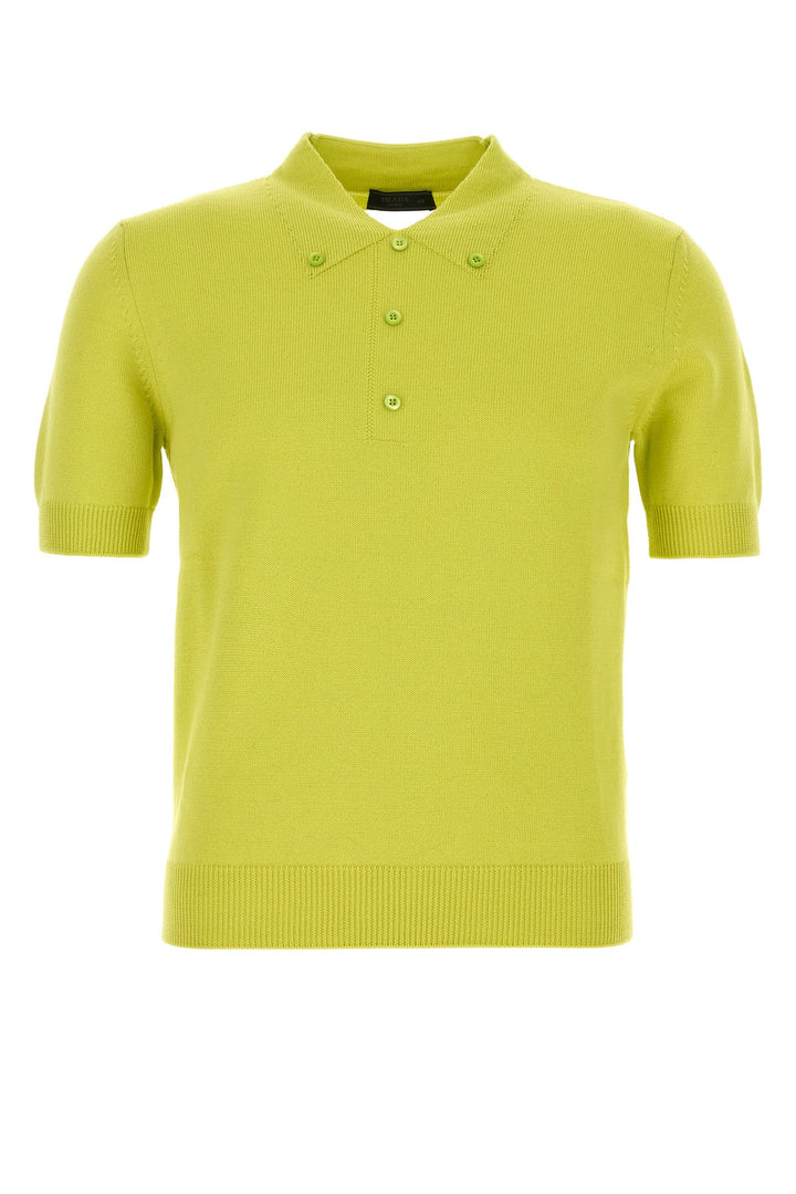 Acid green wool polo shirt