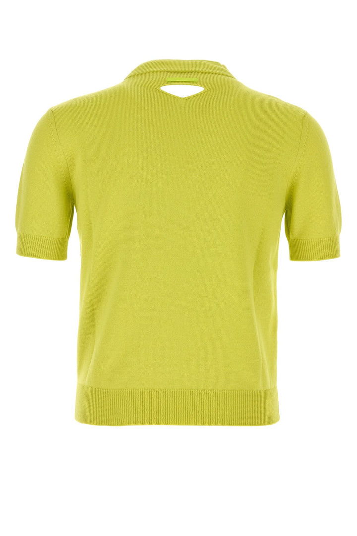 Acid green wool polo shirt