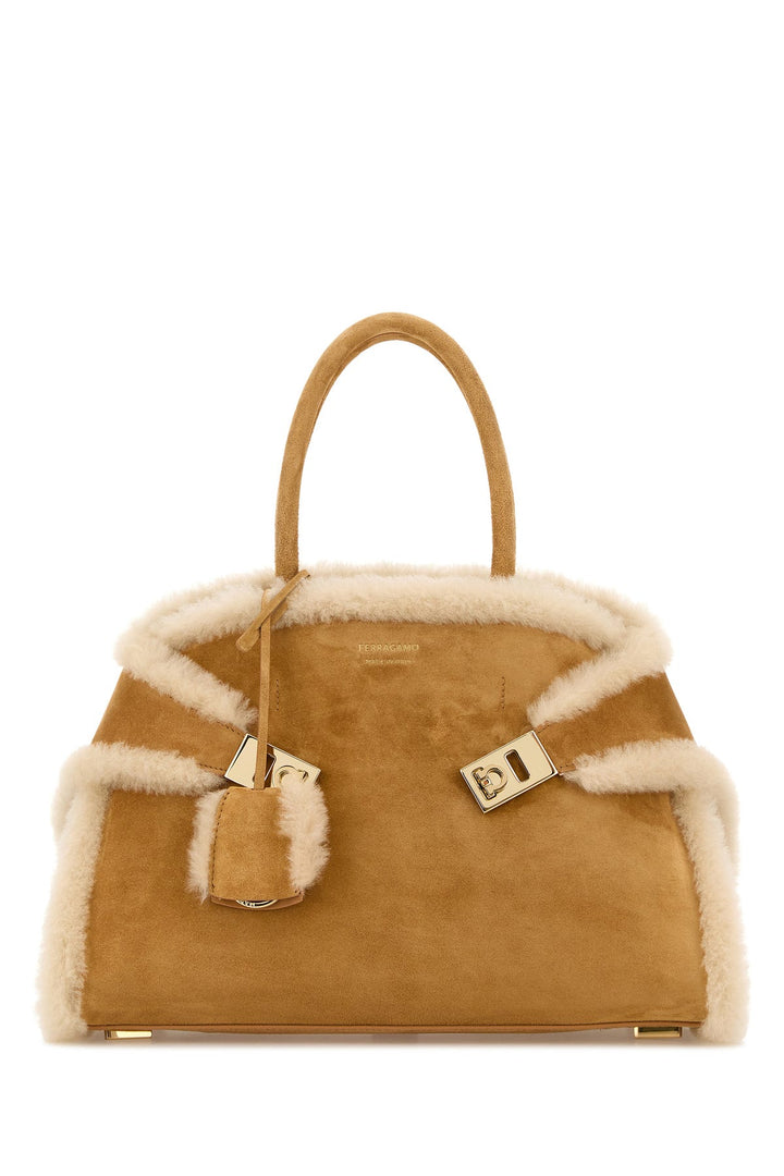 Beige suede medium Hug handbag