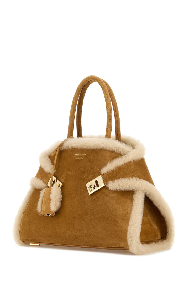 Beige suede medium Hug handbag