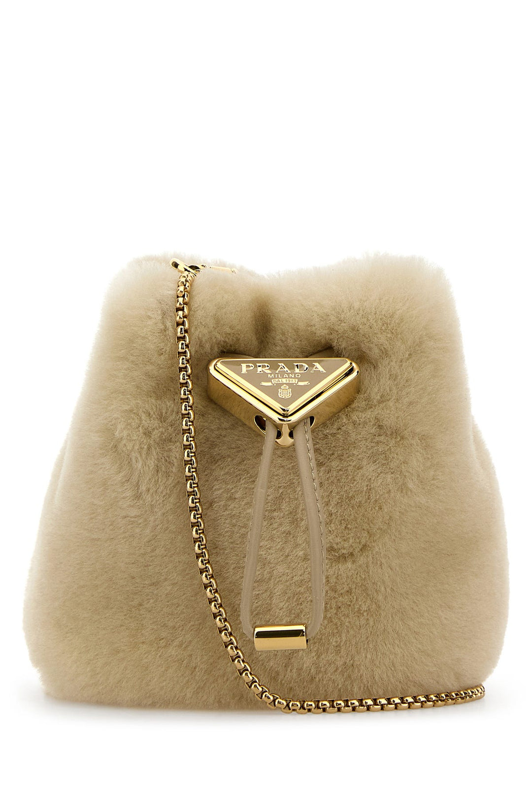 Beige sheraling bucket bag