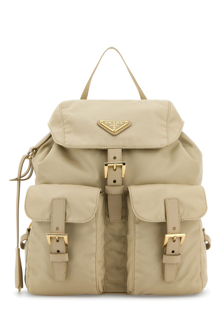 Beige nylon small backpack