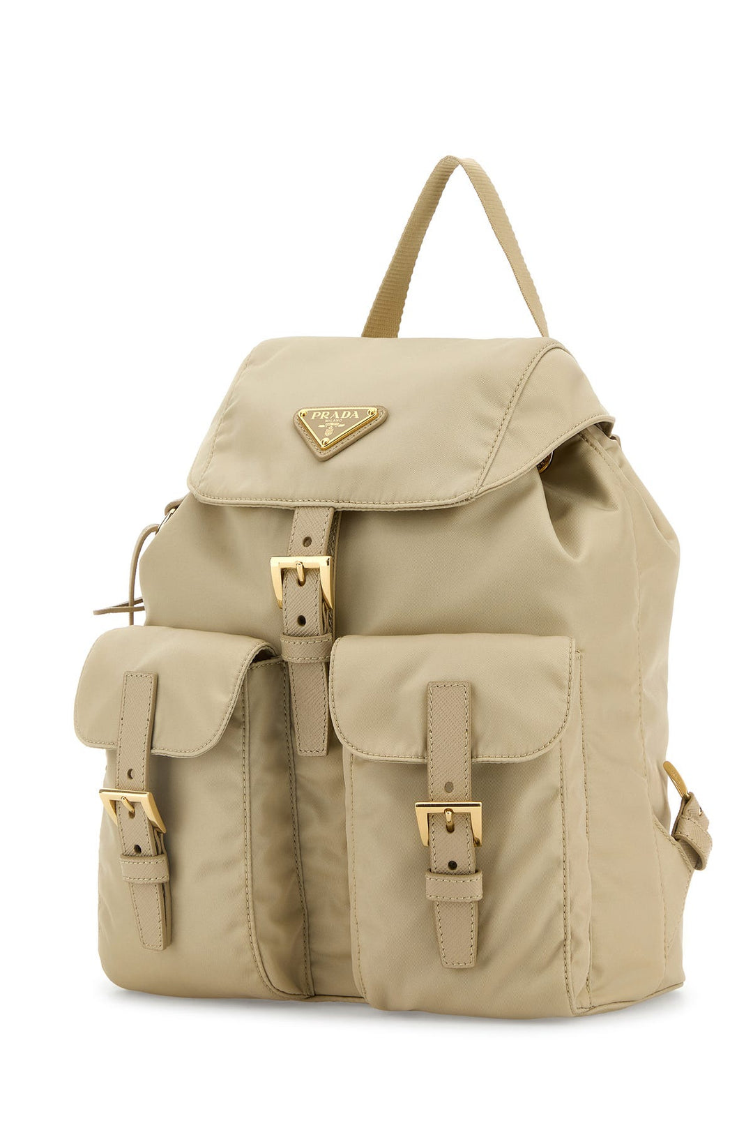 Beige nylon small backpack