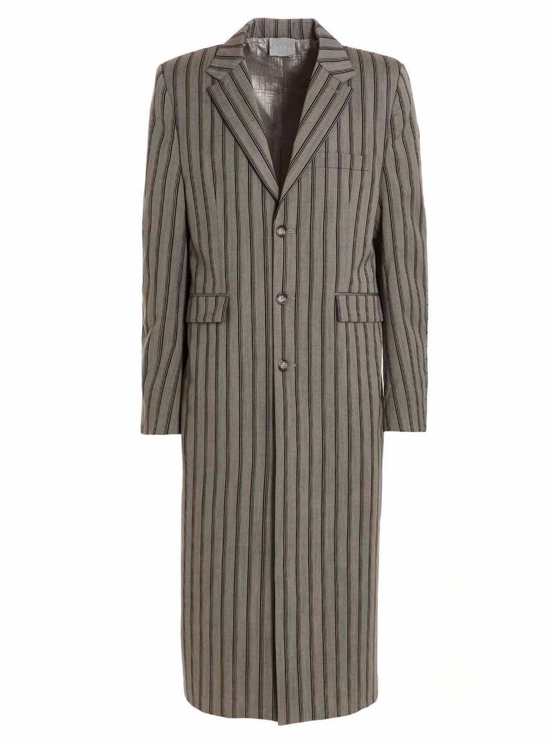 Striped Long Coat Coats, Trench Coats Gray