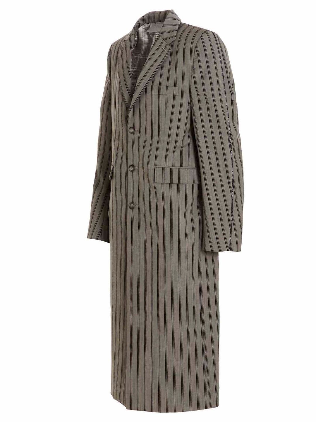 Striped Long Coat Coats, Trench Coats Gray