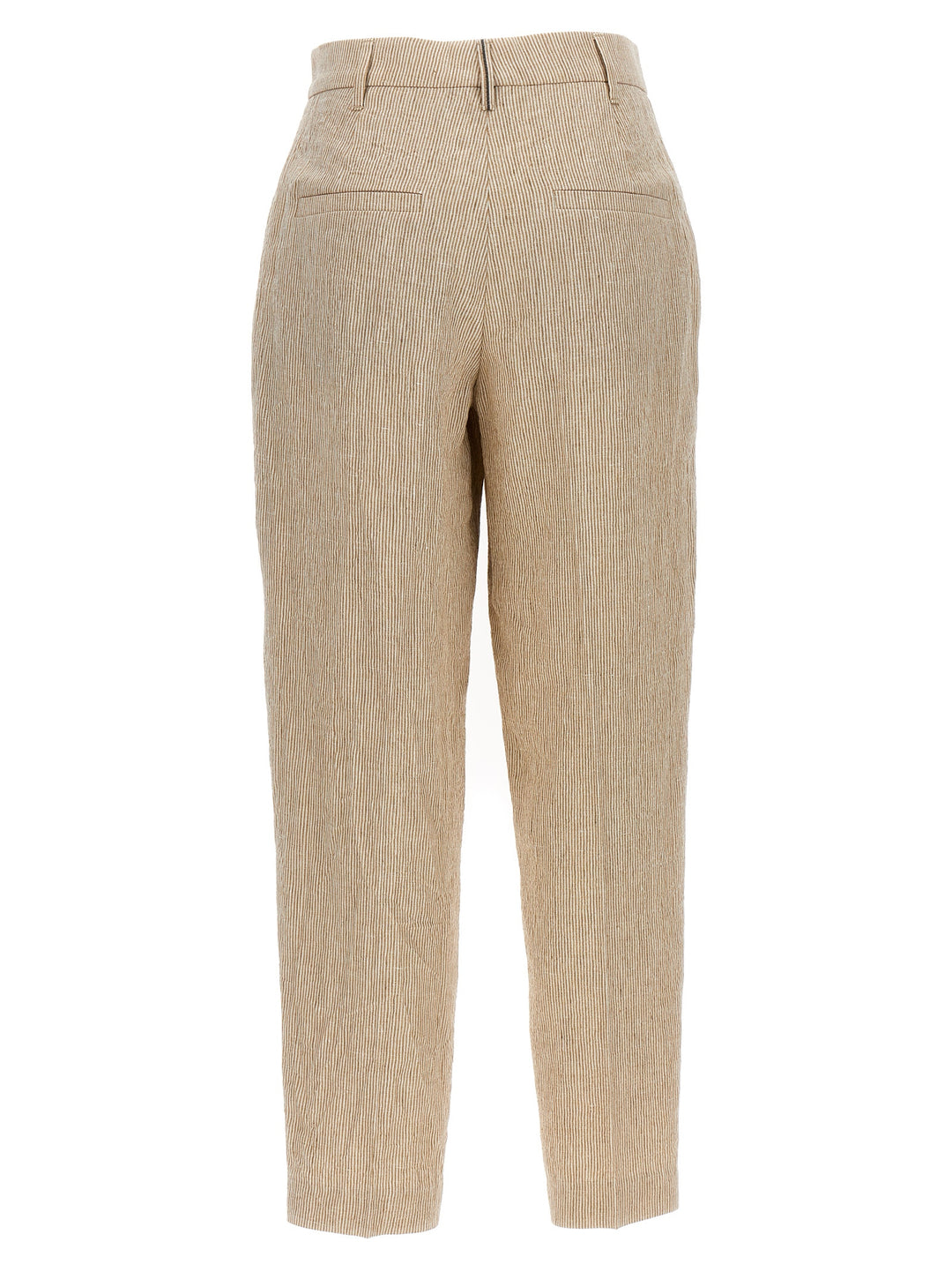 Striped Pleated Pants Beige