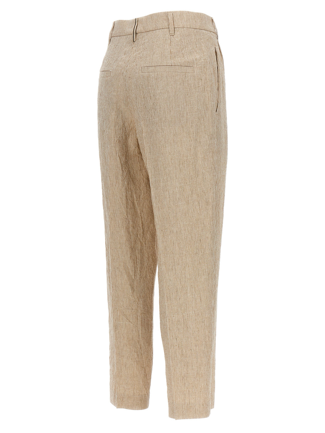 Striped Pleated Pants Beige