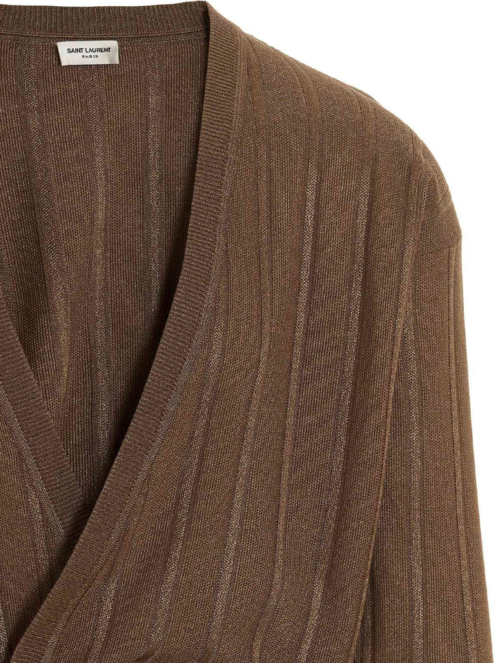 Ribbed Knit Cardigan Sweater, Cardigans Brown