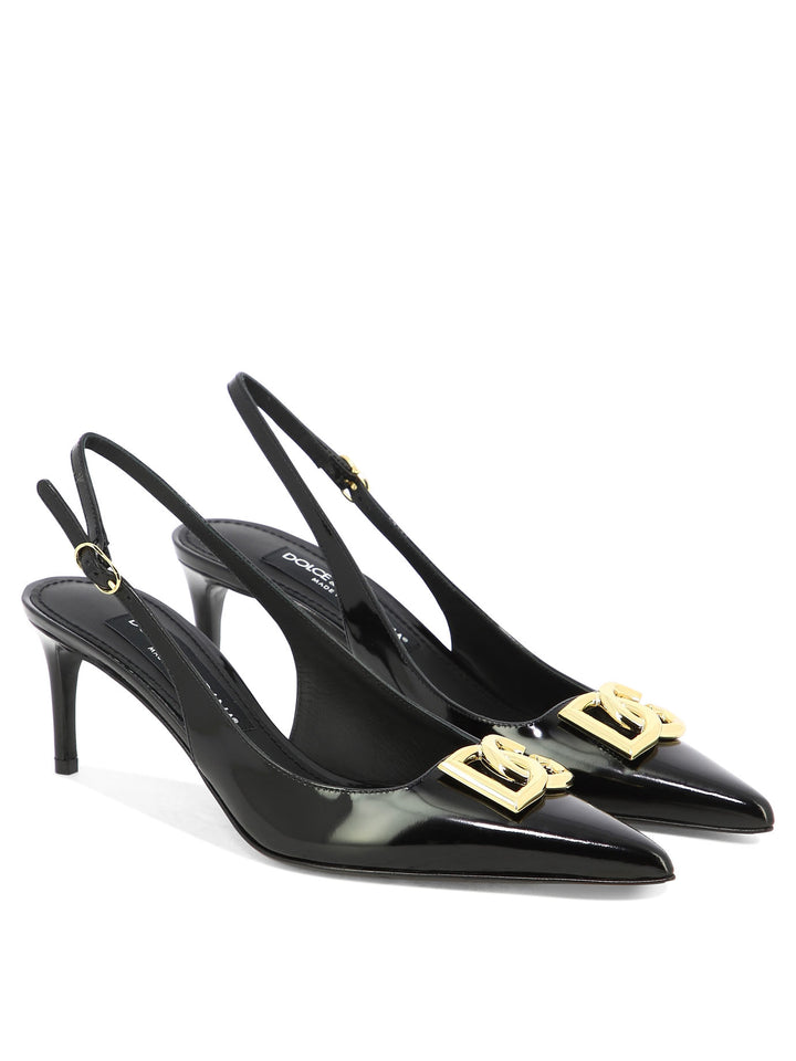 Slingbacks With Logo Heeled Shoes Nero