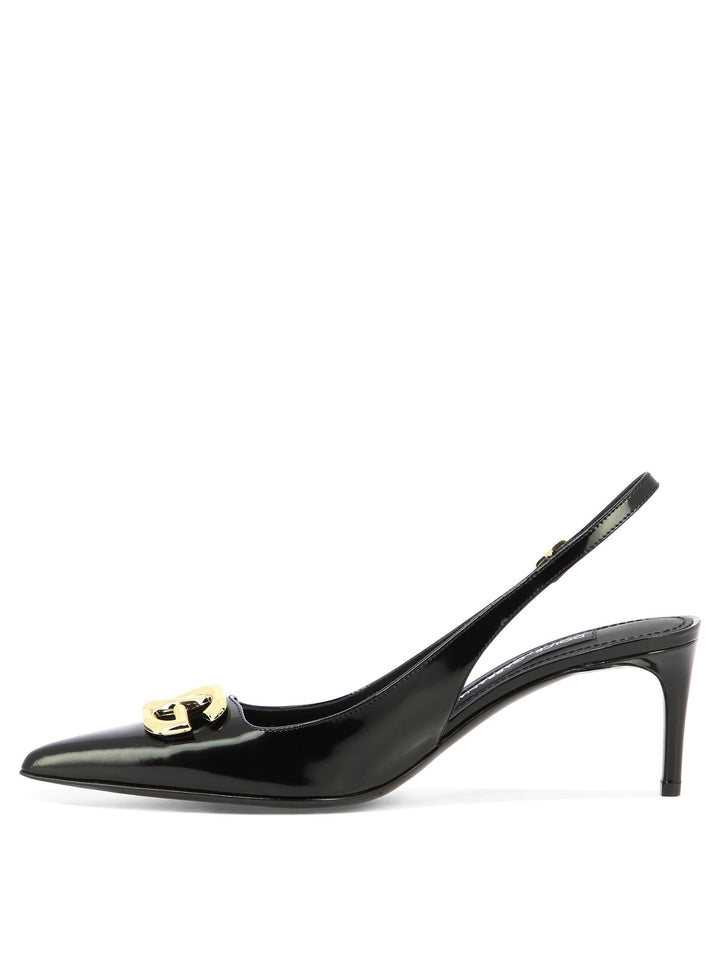 Slingbacks With Logo Heeled Shoes Nero