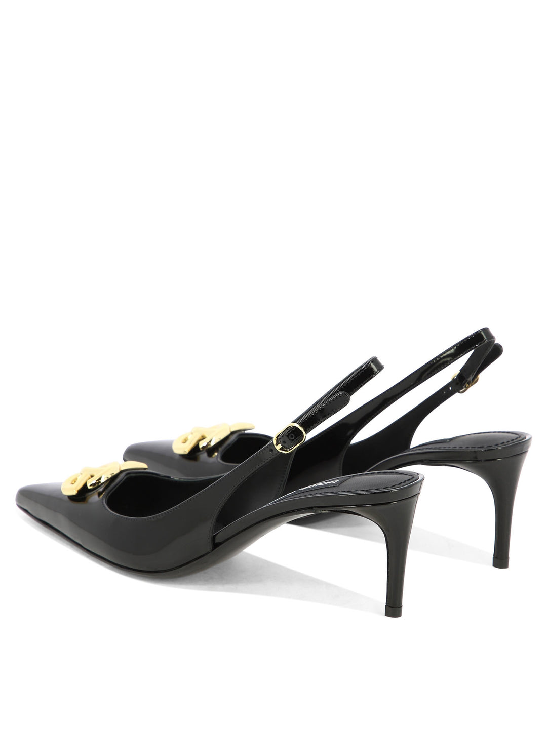 Slingbacks With Logo Heeled Shoes Nero