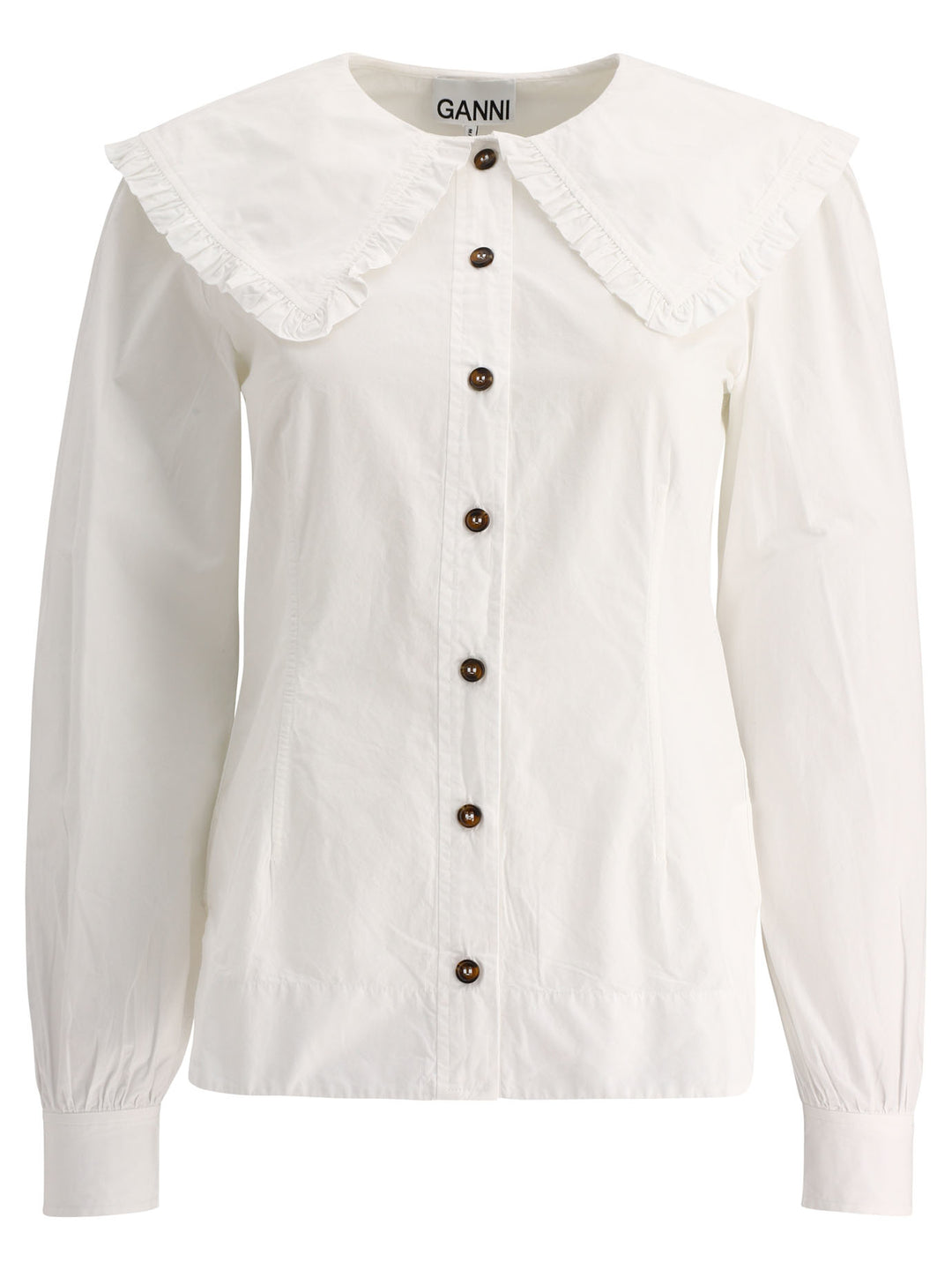 Ruffled Poplin Shirt Shirts Bianco