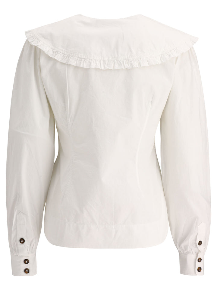 Ruffled Poplin Shirt Shirts Bianco