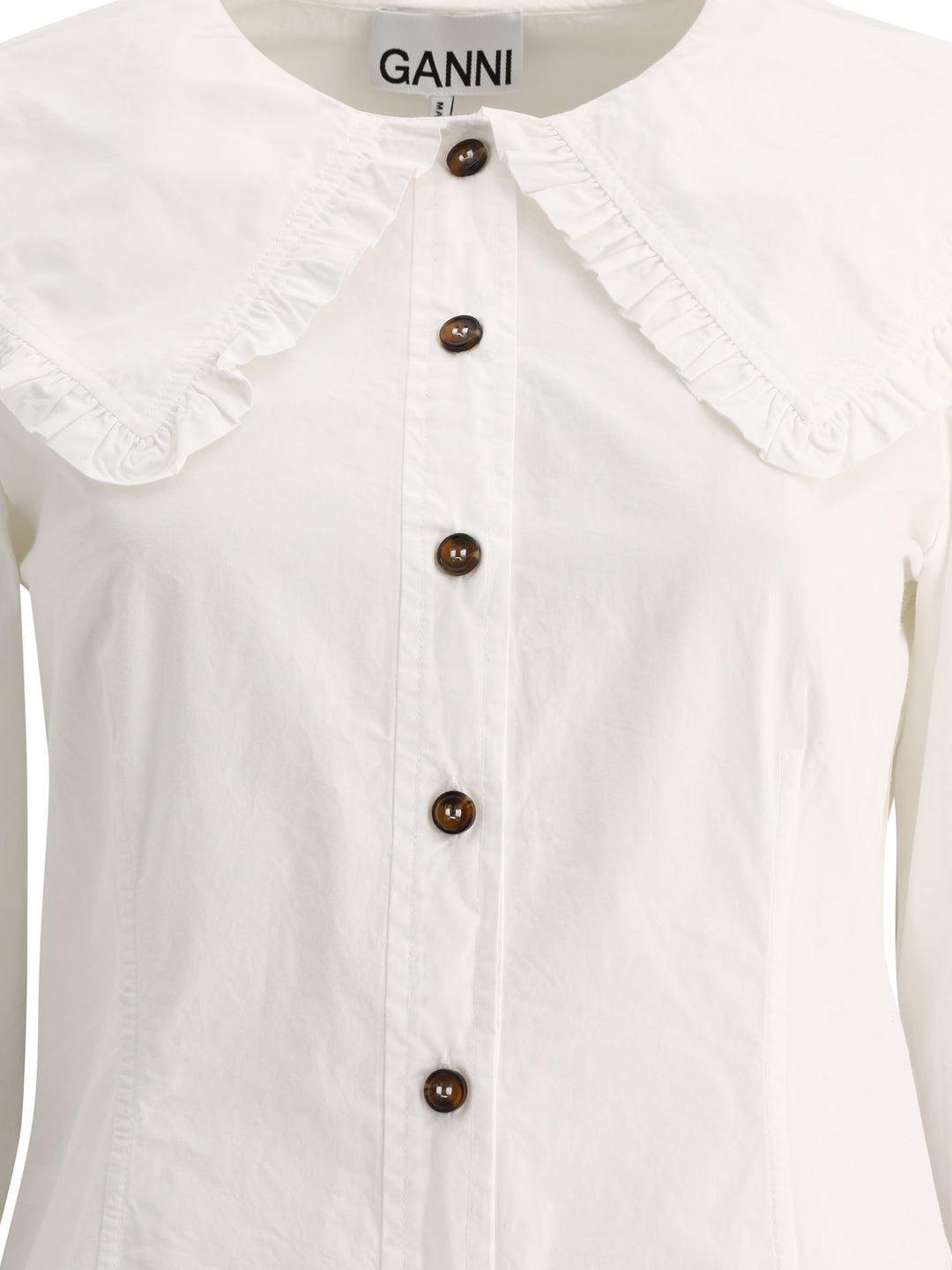 Ruffled Poplin Shirt Shirts Bianco