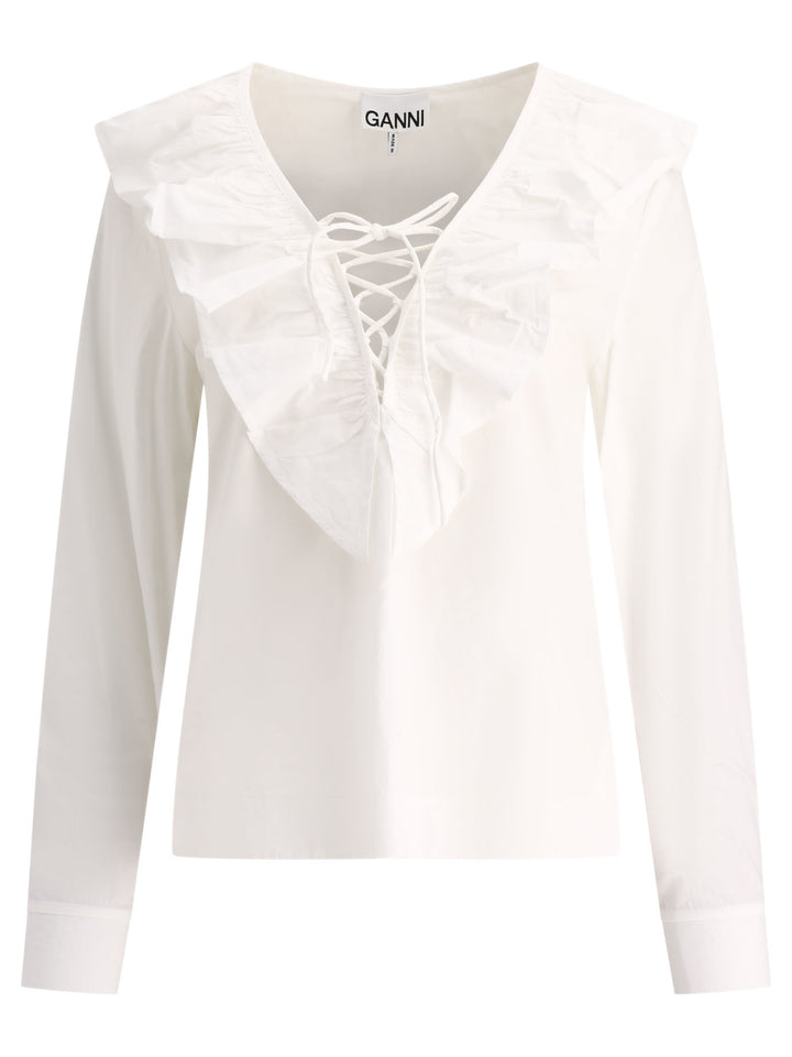 Ruffled Blouse Top Bianco