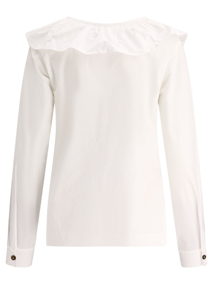 Ruffled Blouse Top Bianco