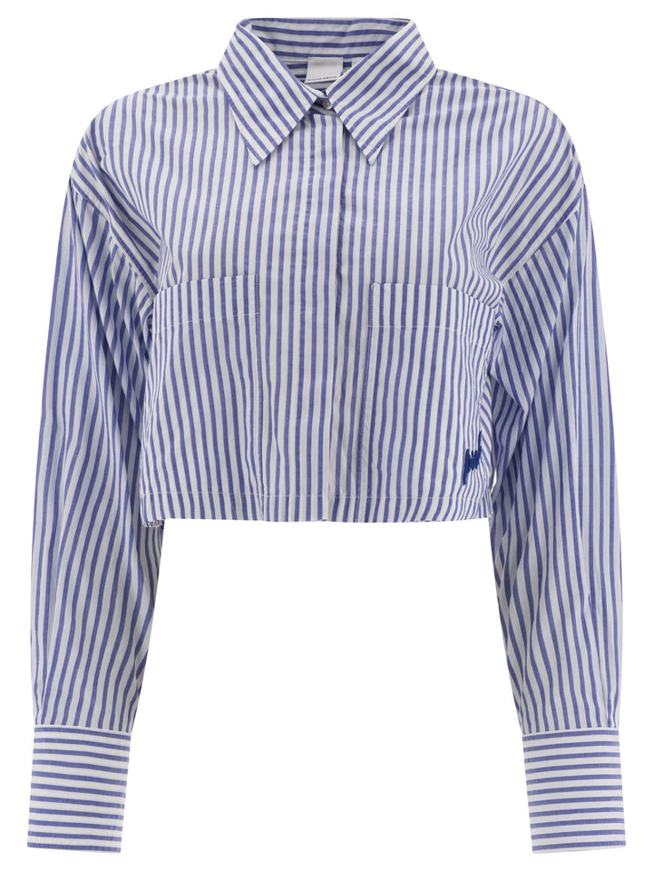 Striped Cropped Shirt Shirts Bianco