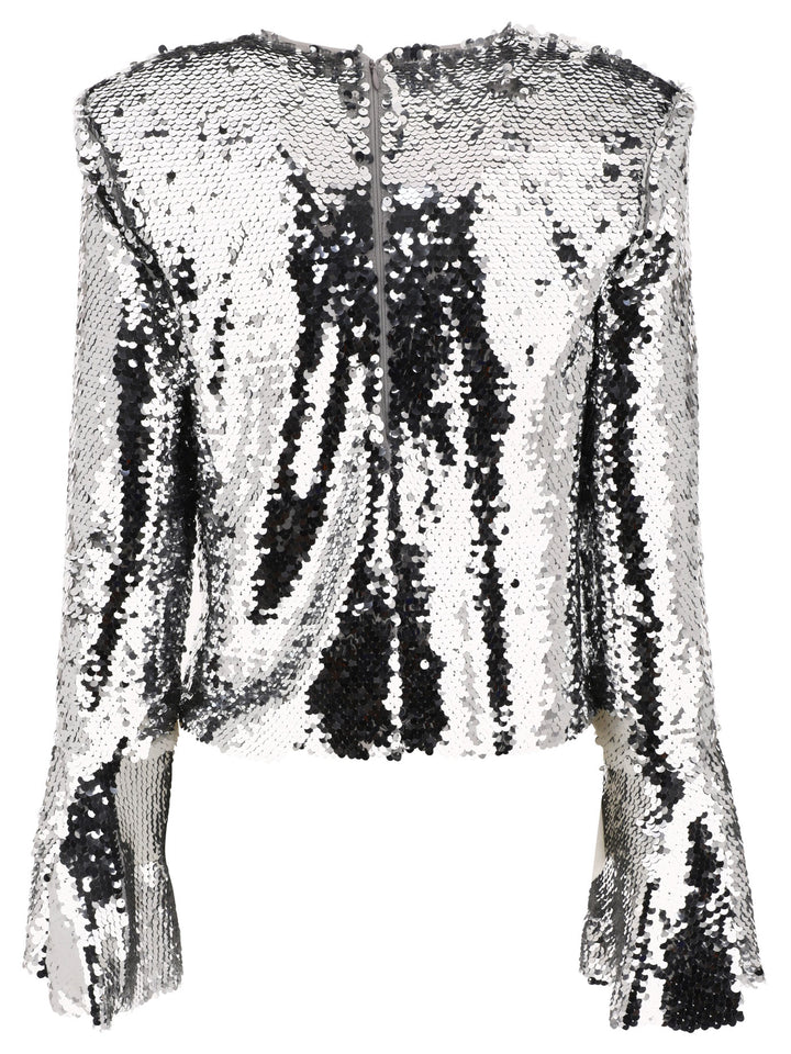 Sequinned Flared Top Top Silver