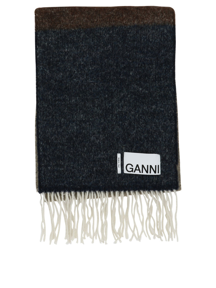 Striped Fringed Scarf Scarves Marrone