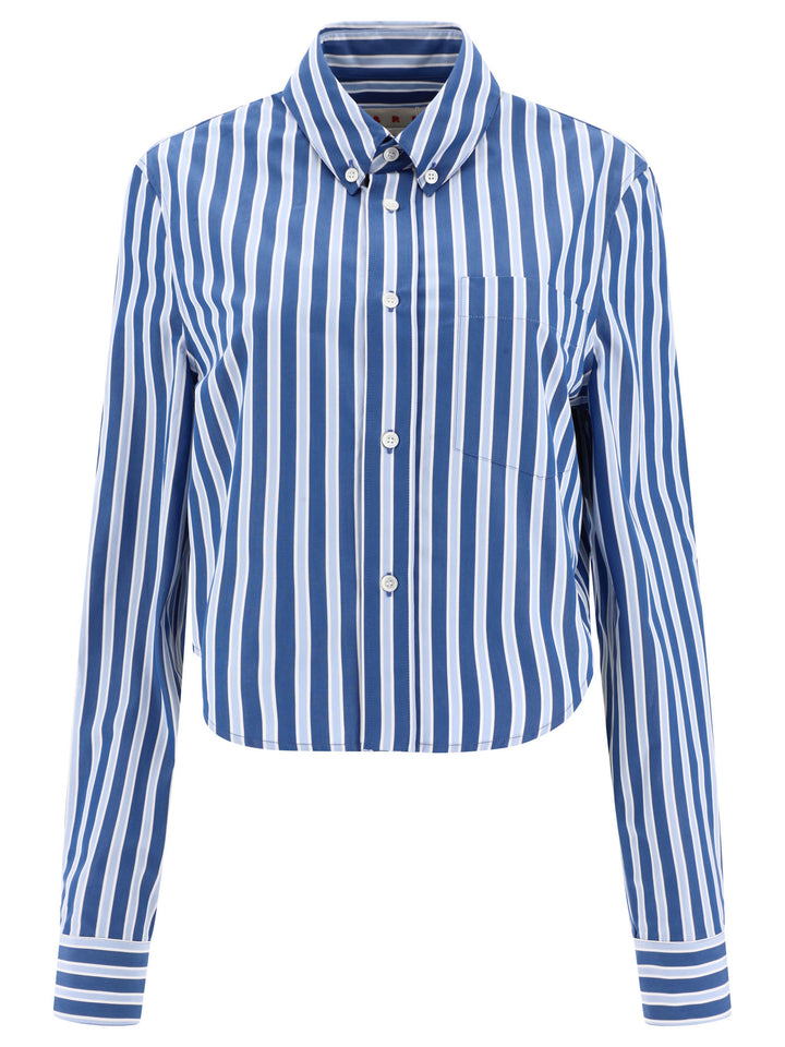 Striped Cropped Shirt Shirts Blu