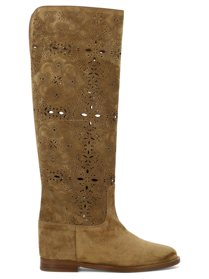 Suede Boots With Inlays Stivali & Stivaletti Beige