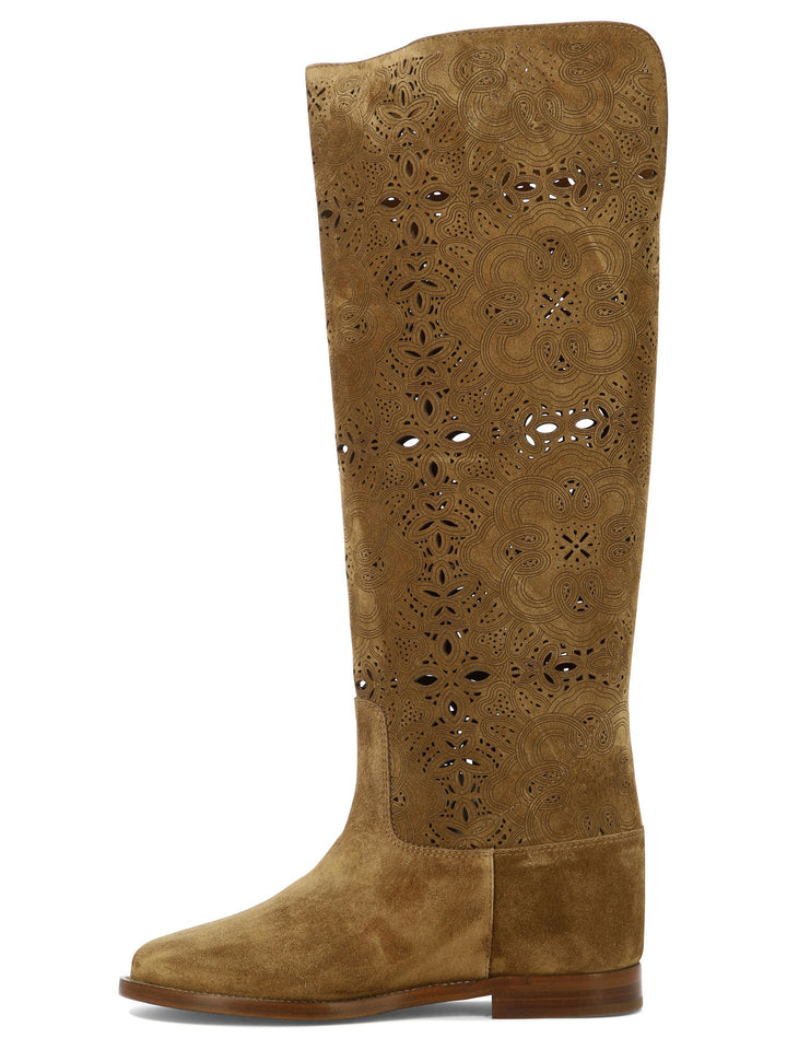 Suede Boots With Inlays Stivali & Stivaletti Beige