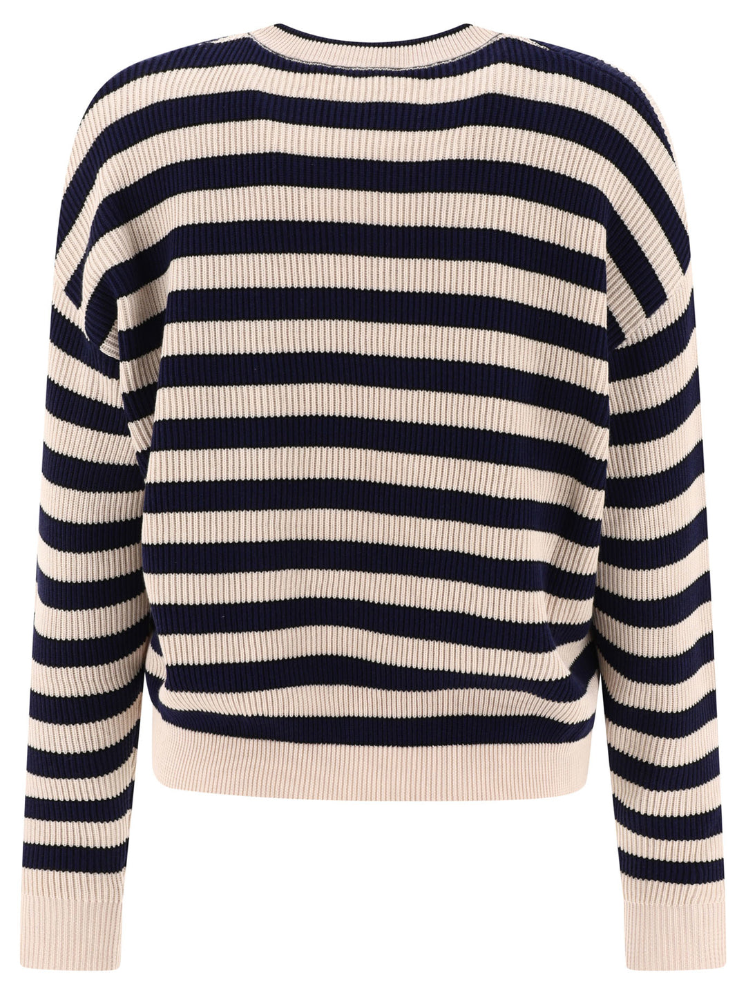 Striped English Rib Sweater With Monili Knitwear Nero