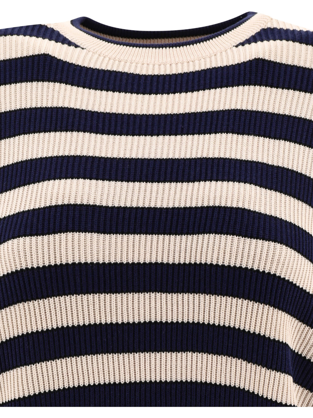 Striped English Rib Sweater With Monili Knitwear Nero