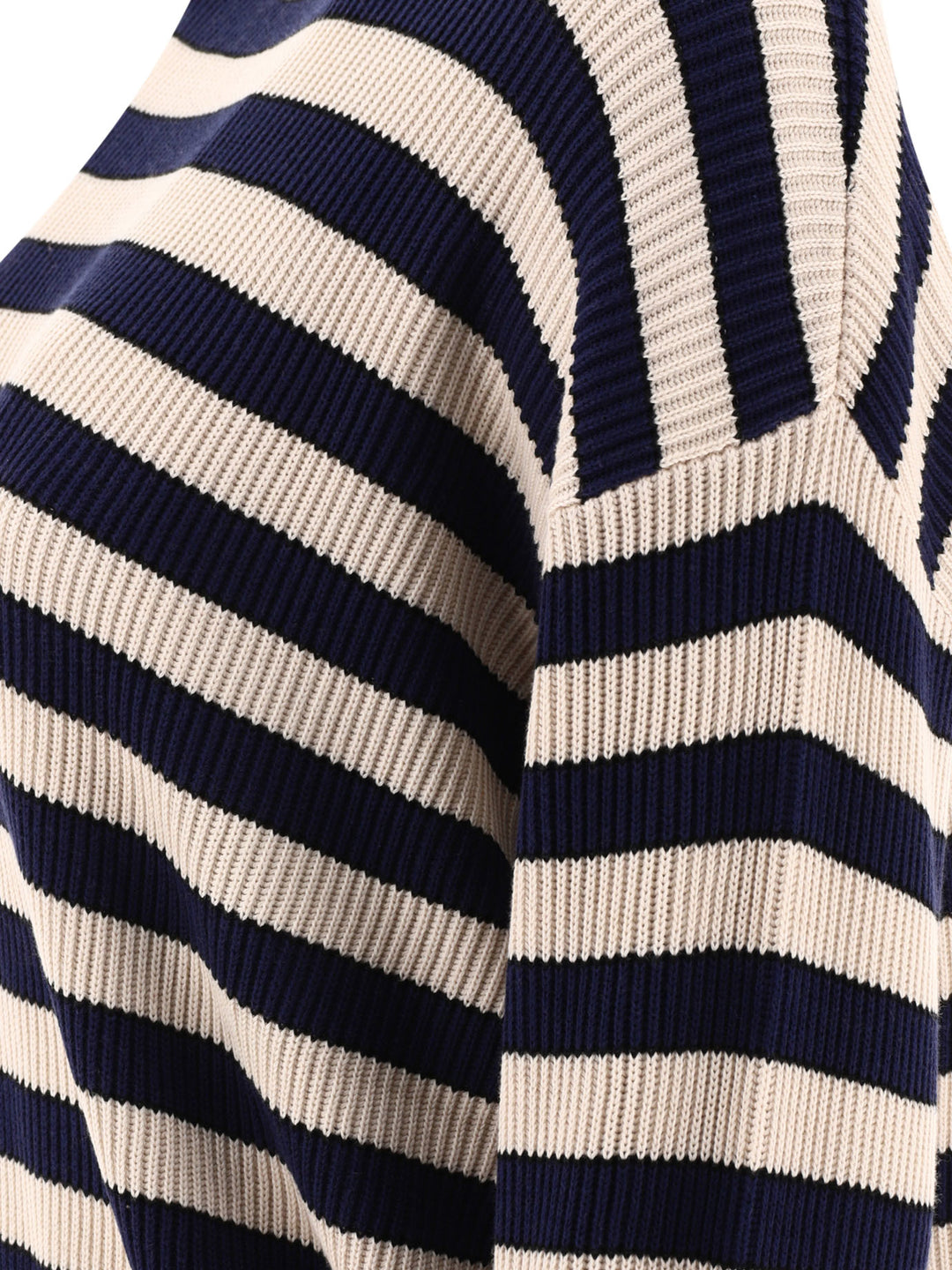 Striped English Rib Sweater With Monili Knitwear Nero